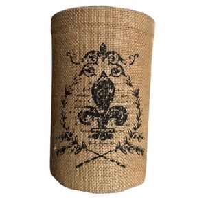 fluer de lis vase candle holders rattan jute French country decor shabby chic